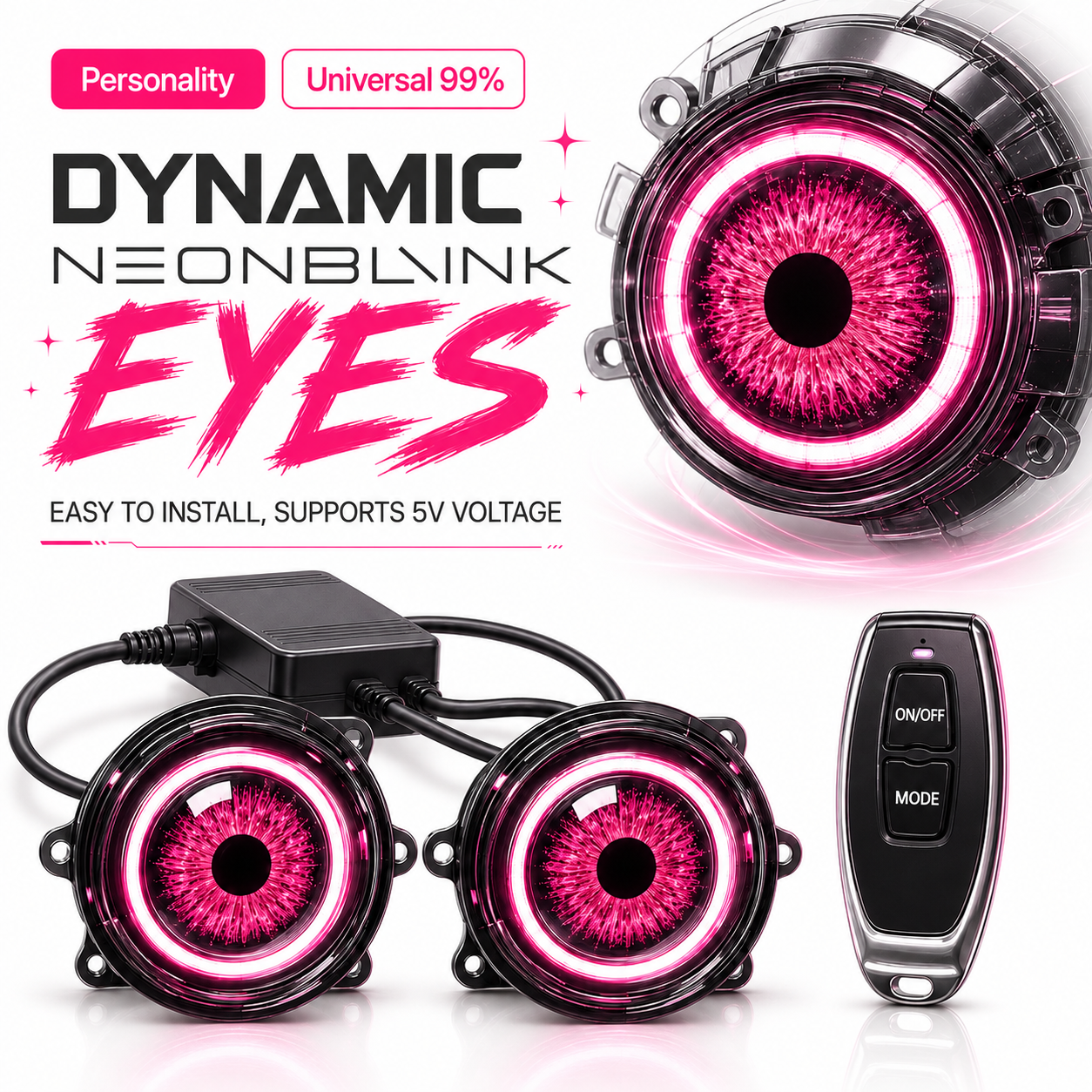 NeonBlink™ Devil Eye – Universal 3-Inch LED Car Light